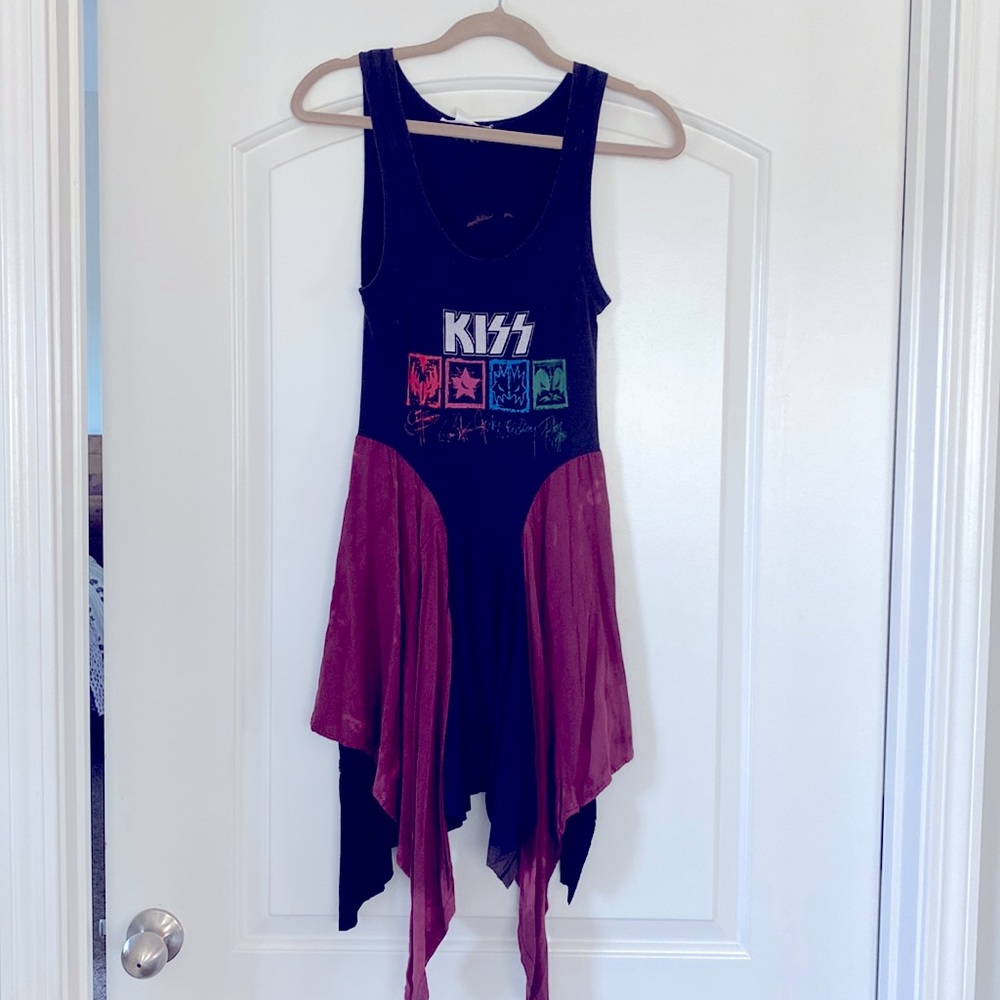 Custom made KISS repurposed concert tank dress - tunic.